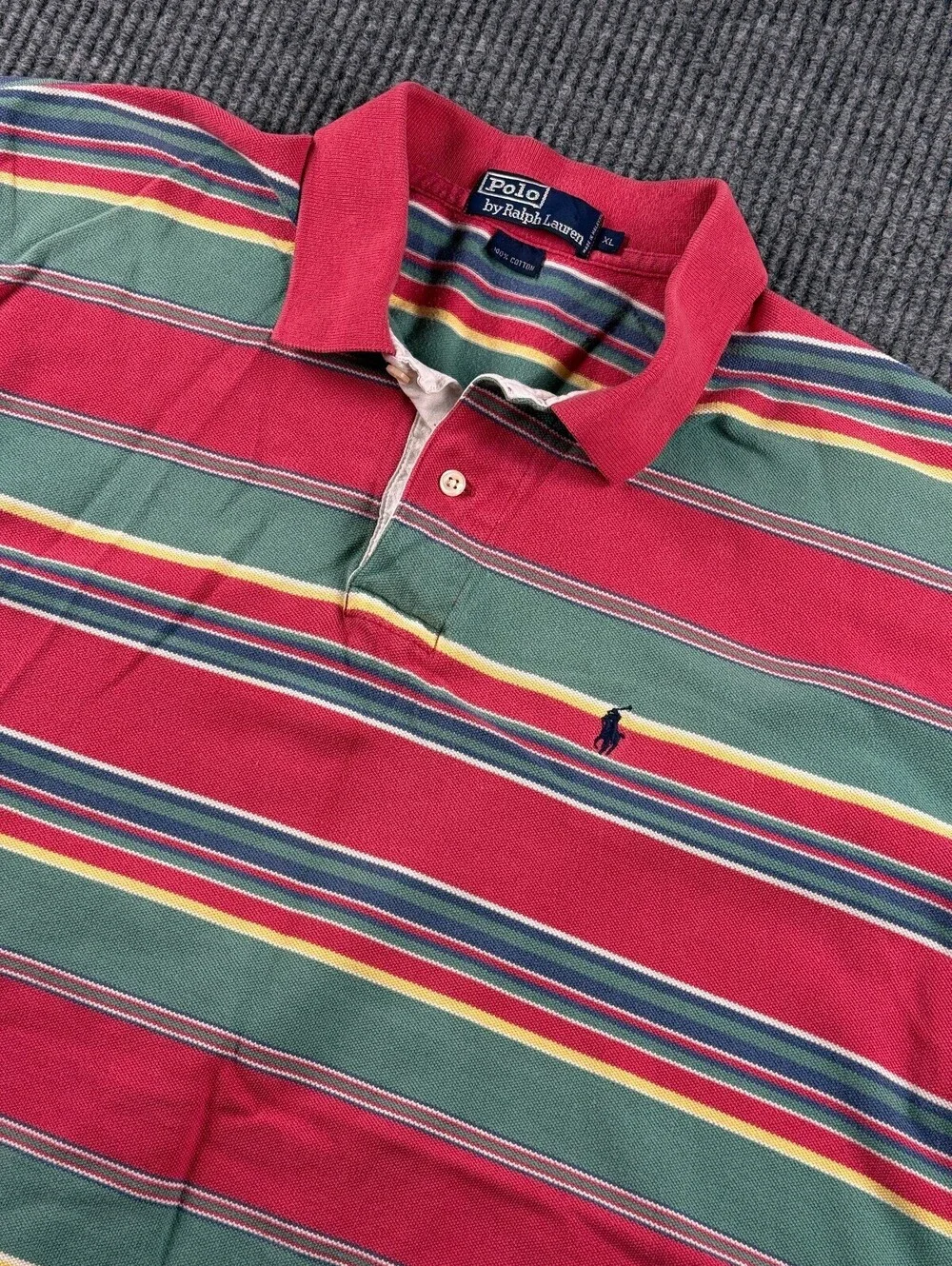 Vintage Polo Ralph Lauren Short Sleeve Polo Mens XL Multicolor Striped Preppy